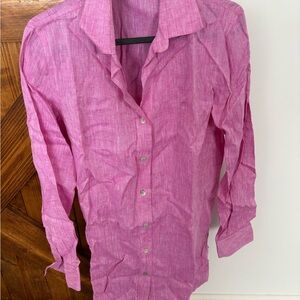 Raphael Portland Pink Linen Button Down Shirt Size M Lightweight Summer